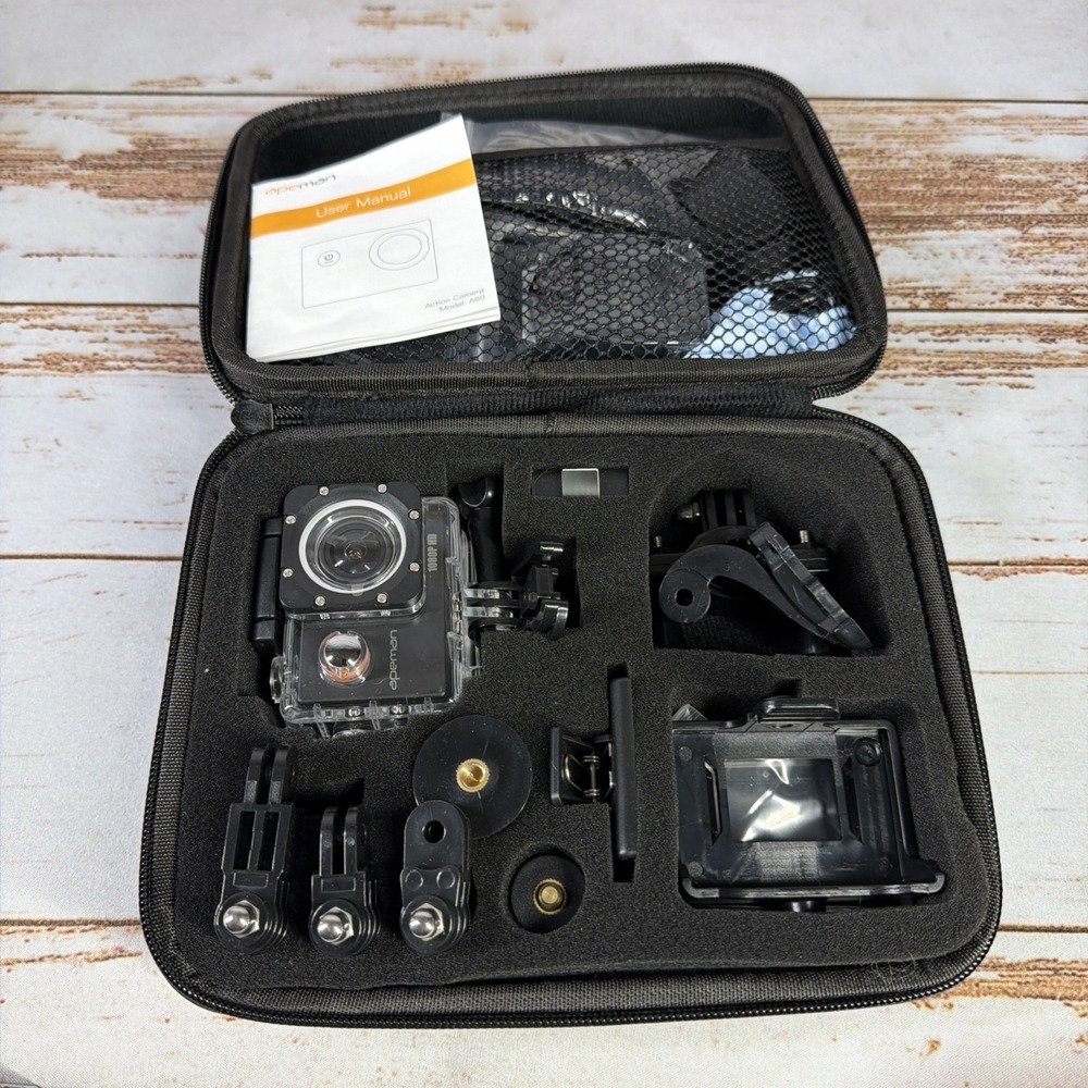Apeman Action Camera Model A60 1080P Full HD Black & Underwater Accessories BRD
